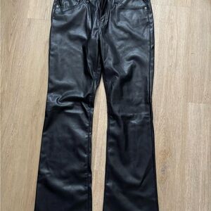 Zara Black Flare Leather Jeans